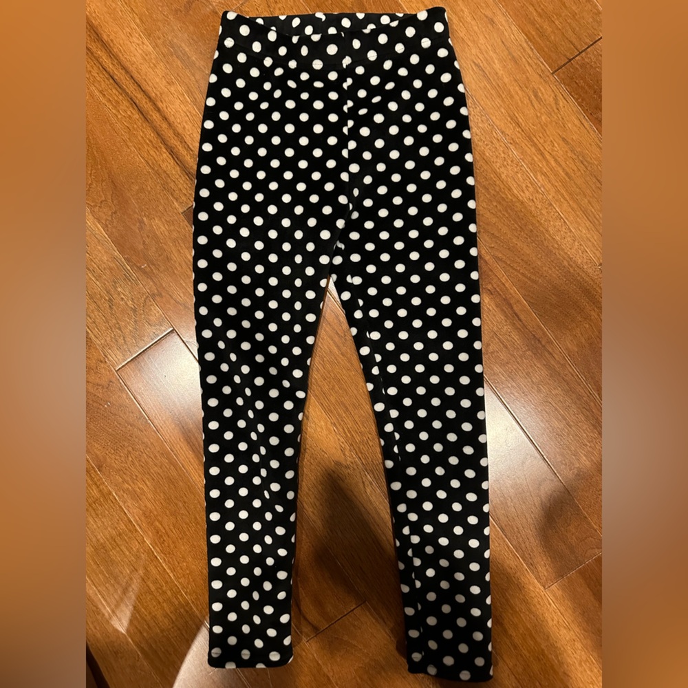 ⚫ Girls Size 5-6 Black Polka Dot Leggings ⚪